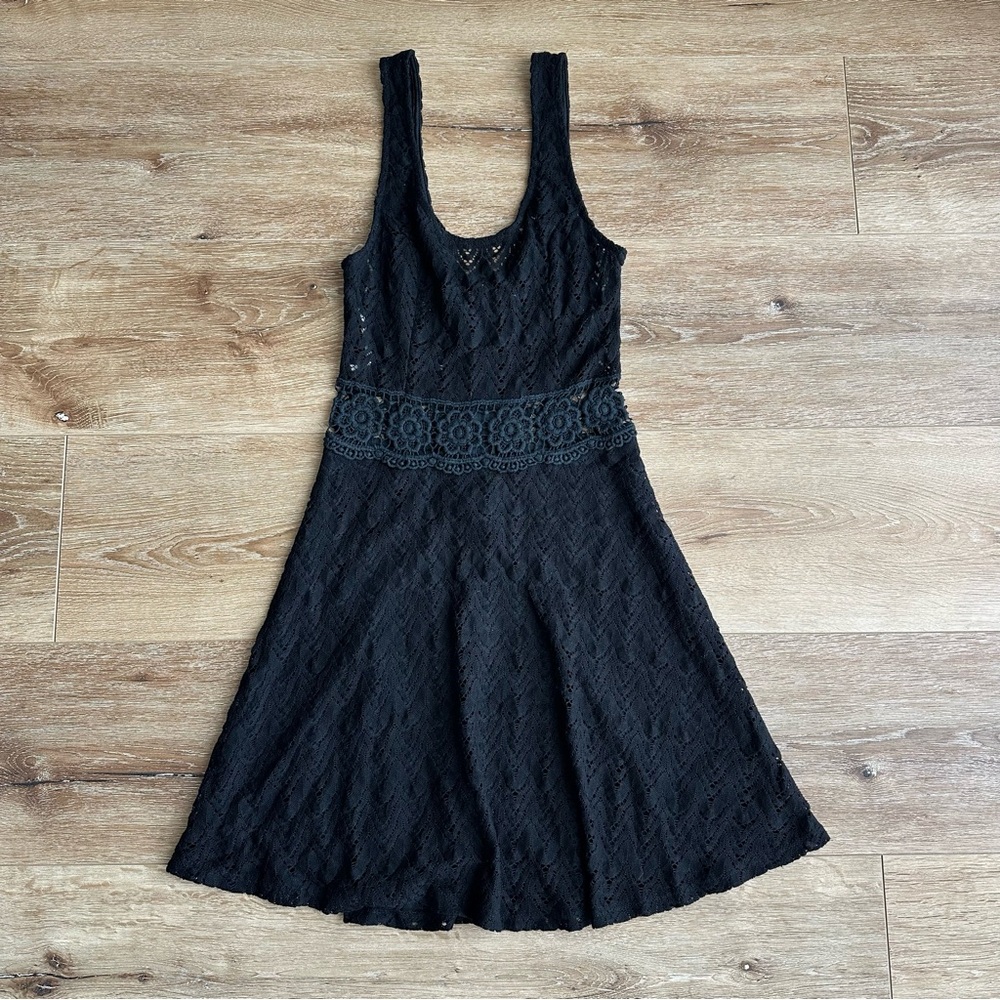 Foreign Exchange Little Black Lace Dress Size Small